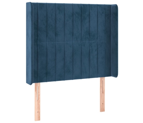 Cabecero con LED de terciopelo azul oscuro 83x16x118/128 cm