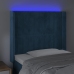 Cabecero con LED de terciopelo azul oscuro 83x16x118/128 cm