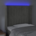 Cabecero con LED de terciopelo gris claro 93x16x118/128 cm