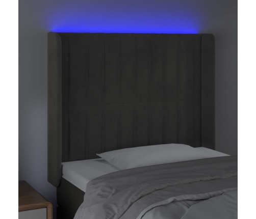 Cabecero con LED de terciopelo gris oscuro 93x16x118/128 cm