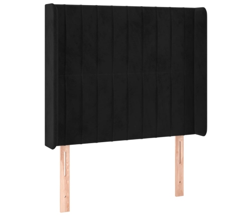 Cabecero con LED de terciopelo negro 93x16x118/128 cm