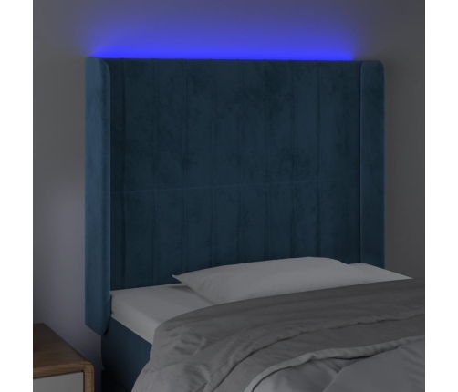 vidaXL Cabecero con LED de terciopelo azul oscuro 93x16x118/128 cm