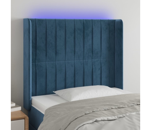 vidaXL Cabecero con LED de terciopelo azul oscuro 93x16x118/128 cm