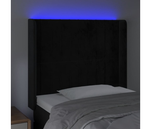 Cabecero con LED de terciopelo negro 103x16x118/128 cm