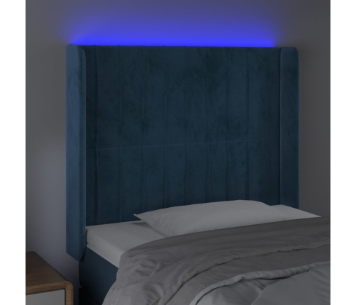 vidaXL Cabecero con LED de terciopelo azul oscuro 103x16x118/128 cm