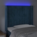 Cabecero con LED de terciopelo azul oscuro 103x16x118/128 cm