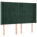 Cabecero con LED de terciopelo verde oscuro 147x16x118/128 cm