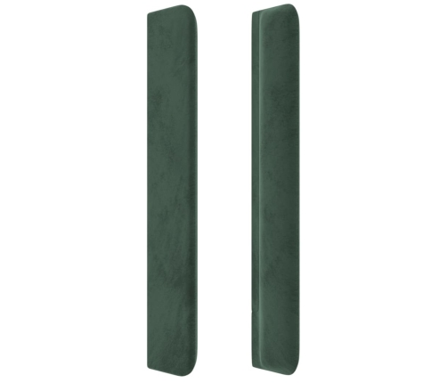 Cabecero con LED de terciopelo verde oscuro 147x16x118/128 cm