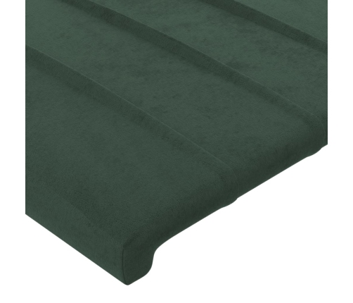 Cabecero con LED de terciopelo verde oscuro 147x16x118/128 cm