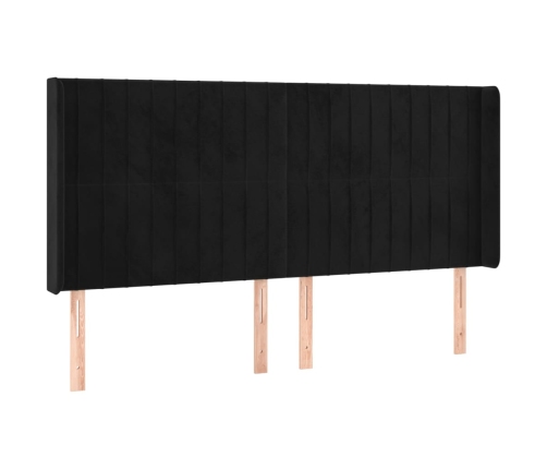 Cabecero con LED de terciopelo negro 163x16x118/128 cm