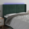 Cabecero con LED de terciopelo verde oscuro 163x16x118/128 cm