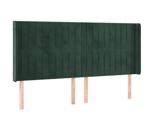 Cabecero con LED de terciopelo verde oscuro 203x16x118/128 cm