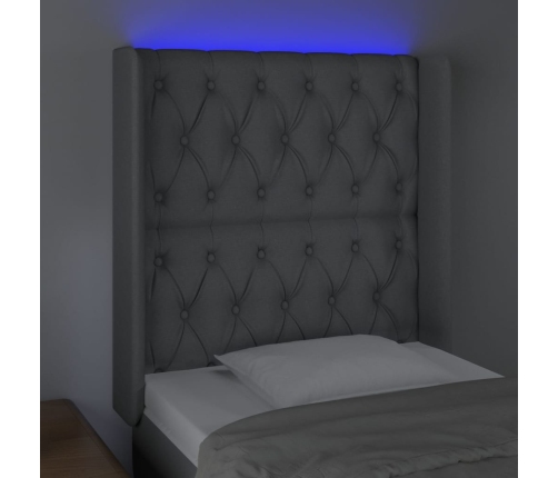 Cabecero con LED de tela gris claro 83x16x118/128 cm