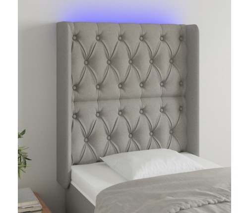 Cabecero con LED de tela gris claro 83x16x118/128 cm