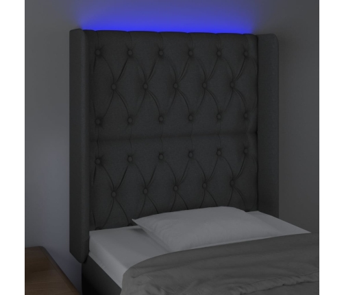 Cabecero con LED de tela gris oscuro 83x16x118/128 cm