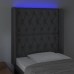 Cabecero con LED de tela gris oscuro 83x16x118/128 cm