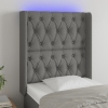 Cabecero con LED de tela gris oscuro 83x16x118/128 cm