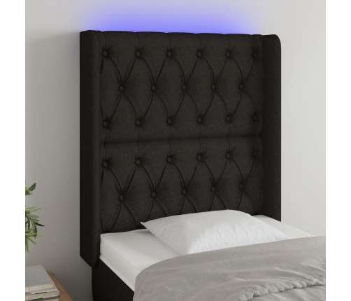 Cabecero con LED de tela negro 83x16x118/128 cm