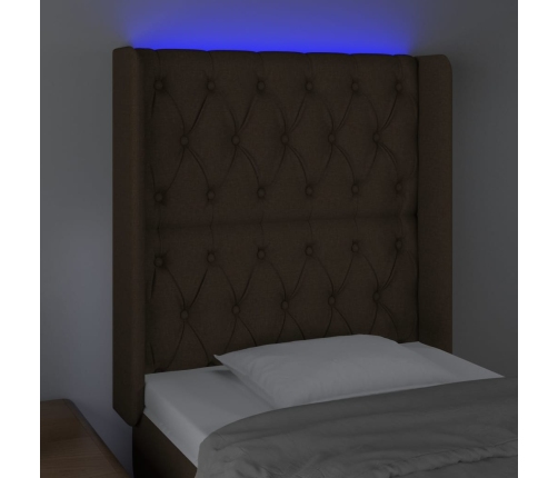 Cabecero con LED de tela marrón oscuro 83x16x118/128 cm