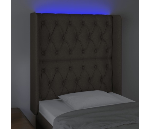 Cabecero con LED de tela gris taupe 83x16x118/128 cm