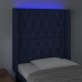 Cabecero con LED de tela azul 83x16x118/128 cm