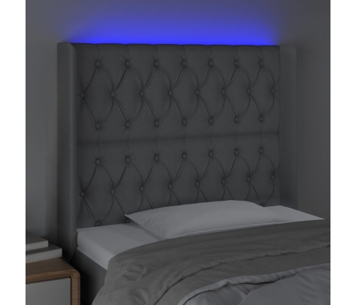 vidaXL Cabecero con LED de tela gris claro 93x16x118/128 cm