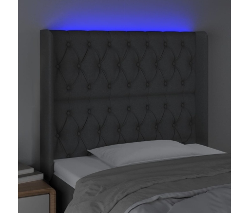 Cabecero con LED de tela gris oscuro 93x16x118/128 cm