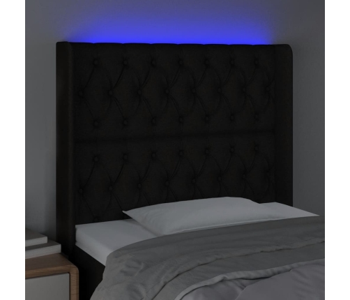 Cabecero con LED de tela negro 93x16x118/128 cm