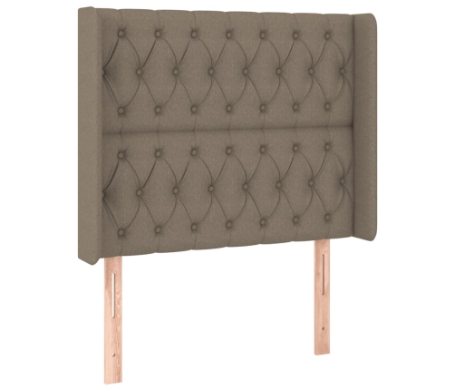 Cabecero con LED de tela gris taupe 93x16x118/128 cm