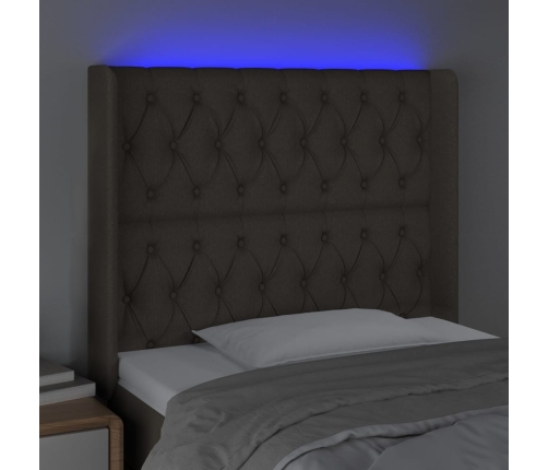 vidaXL Cabecero con LED de tela gris taupe 93x16x118/128 cm