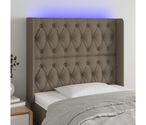 vidaXL Cabecero con LED de tela gris taupe 93x16x118/128 cm