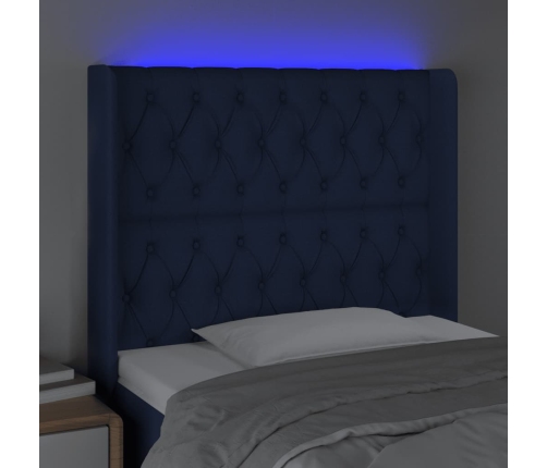 vidaXL Cabecero con LED de tela azul 93x16x118/128 cm