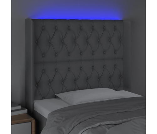 Cabecero con LED de tela gris claro 103x16x118/128 cm