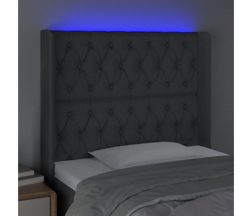 Cabecero con LED de tela gris oscuro103x16x118/128 cm