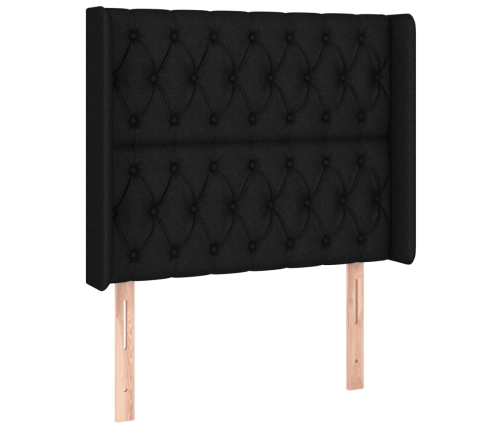 Cabecero con LED de tela negro 103x16x118/128 cm