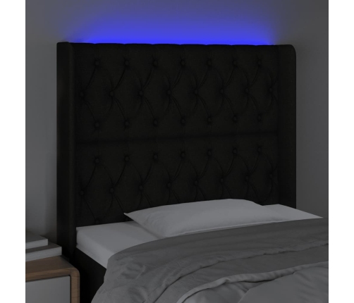 Cabecero con LED de tela negro 103x16x118/128 cm