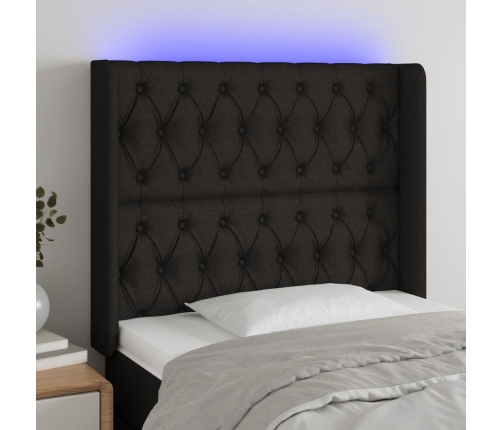 Cabecero con LED de tela negro 103x16x118/128 cm