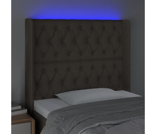 Cabecero con LED de tela gris taupe 103x16x118/128 cm