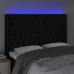 Cabecero con LED de tela negro 163x16x118/128 cm