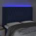 Cabecero con LED de tela azul 163x16x118/128 cm