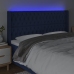 Cabecero con LED de tela azul 183x16x118/128 cm