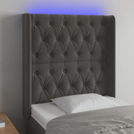 Cabecero con LED de terciopelo gris oscuro 83x16x118/128 cm