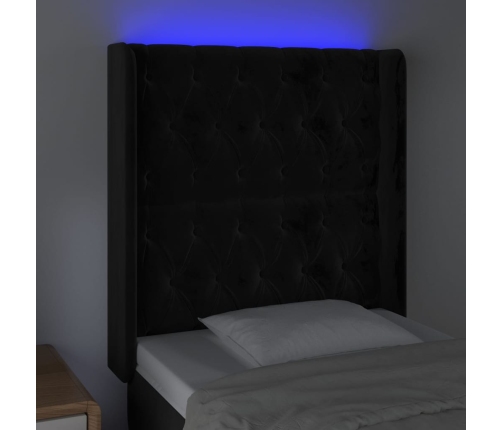 Cabecero con LED de terciopelo negro 83x16x118/128 cm