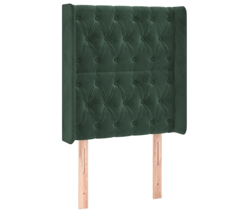 vidaXL Cabecero con LED de terciopelo verde oscuro 83x16x118/128 cm