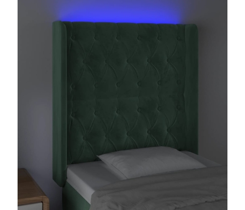 vidaXL Cabecero con LED de terciopelo verde oscuro 83x16x118/128 cm