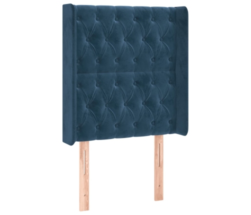 Cabecero con LED de terciopelo azul oscuro 83x16x118/128 cm