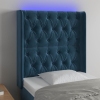 Cabecero con LED de terciopelo azul oscuro 83x16x118/128 cm