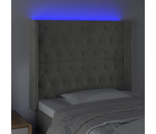 vidaXL Cabecero con LED de terciopelo gris claro 93x16x118/128 cm