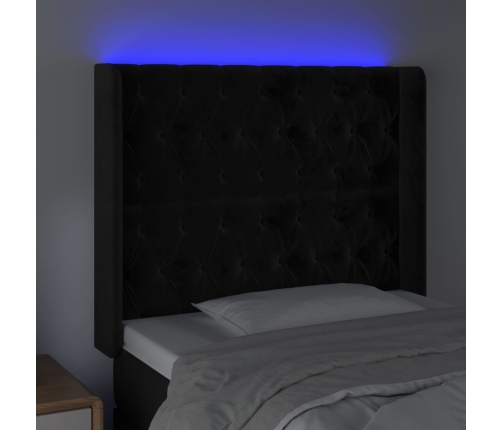 Cabecero con LED de terciopelo negro 93x16x118/128 cm