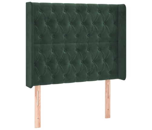 Cabecero con LED de terciopelo verde oscuro 93x16x118/128 cm